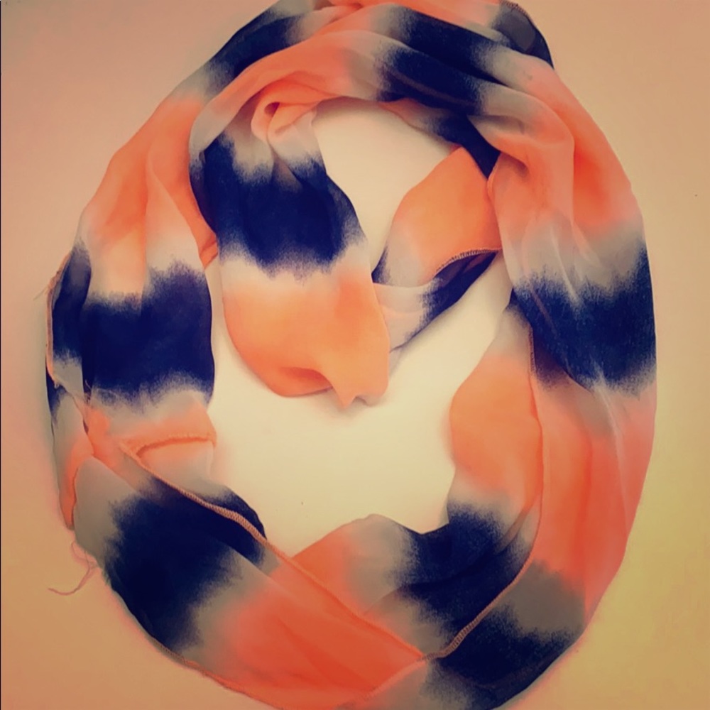 Blue, peach, and white silk scarf 4 your needs